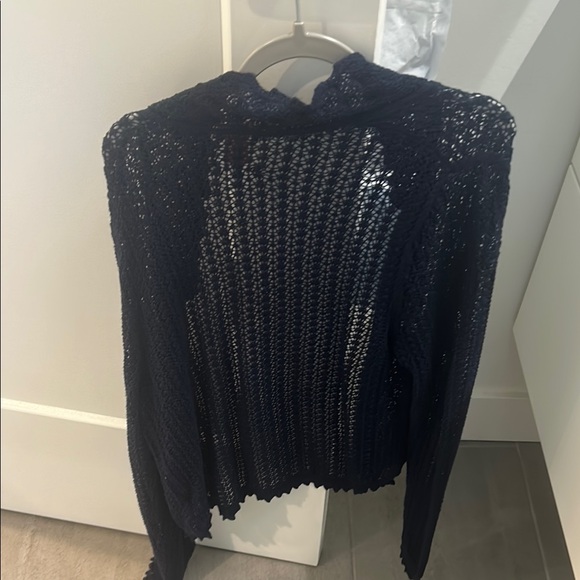 GAP x Doen Blue Cardigan Sweater with Open-Weave Design - Picture 2 of 2